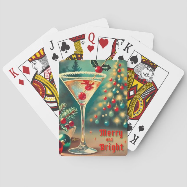 Baraja De Cartas Retro 50 Merry Bright Navidades Cocktail Martini (Reverso)