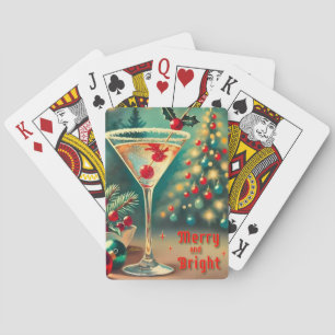 Baraja De Cartas Retro 50s Cóctel Martini de Navidad Alegre y Brill