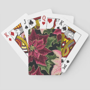 Baraja De Cartas Retro 50s Flor de Nochebuena Burgundy Rosa