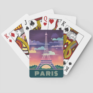 Baraja De Cartas Retro 80 Neon Synthwave Eiffel Tower París Francia