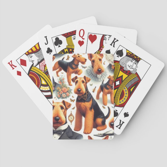 Baraja De Cartas Retro Airedale Terrier Seamless (Reverso)