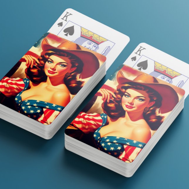 Baraja De Cartas Retro American Cowgirl Pinup (Subido por el creador)