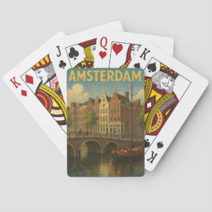 Baraja De Cartas Retro Amsterdam Países Bajos Grachten