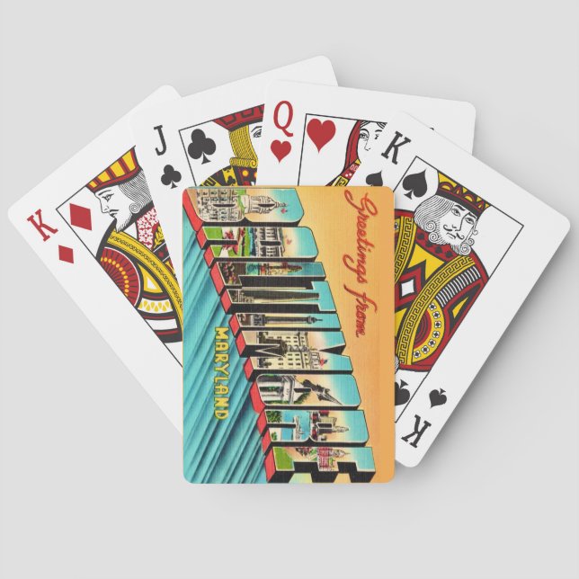 Baraja De Cartas Retro Baltimore MD Greeting Playing Cards (Reverso)