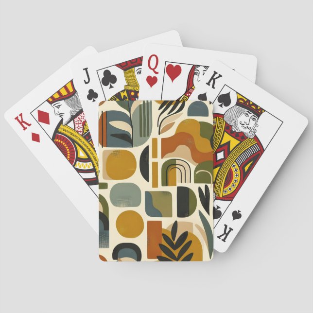 Baraja De Cartas Retro Botanica Geometrica (Reverso)