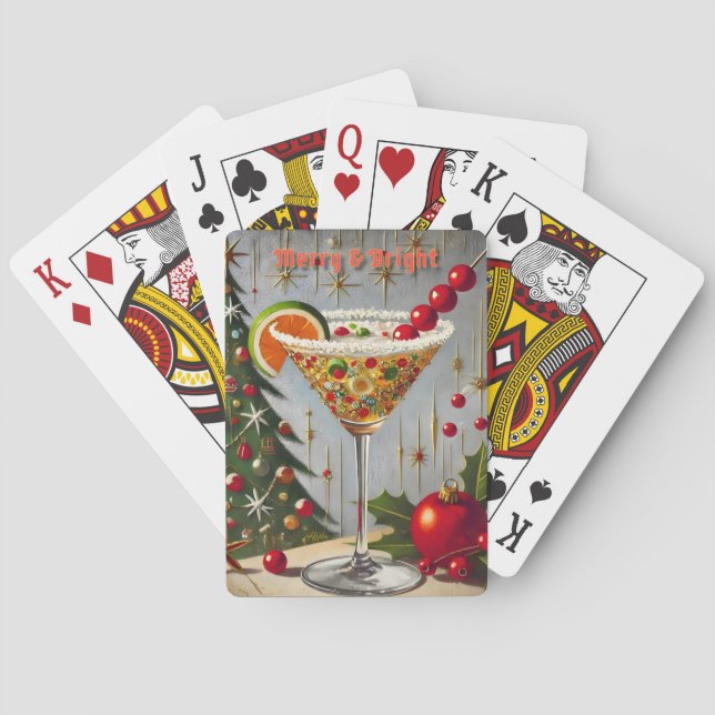 Baraja De Cartas Retro Cóctel de Dulce Navideño Alegre y Brillante  (Reverso)