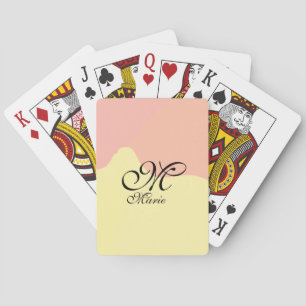 Baraja De Cartas Retro de color amarillo naranja añadir su monogram