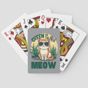 Baraja De Cartas Retro "El Verde Es El Nuevo Meow" Arte De Naturale