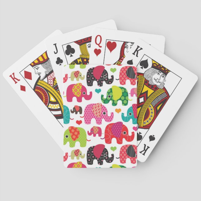 Baraja De Cartas retro elephant kids pattern wallpaper (Reverso)