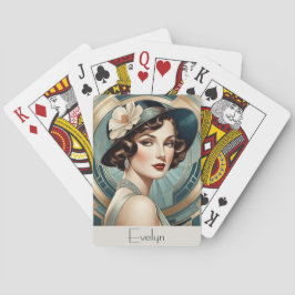 Baraja De Cartas Retro Estilo Art Decó Mujer Retrato Inspirado