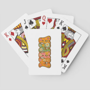 Baraja De Cartas Retro Floral Mamá: Tipografía Vintage Groovy