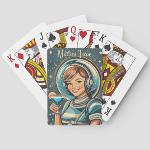 Baraja De Cartas Retro Futurista Chica Astro Tiempo de Martini