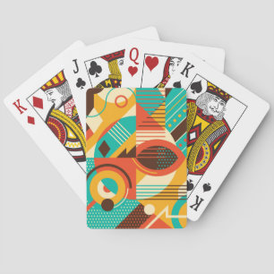 Baraja De Cartas Retro geométrico colorido: abstracción vintage.