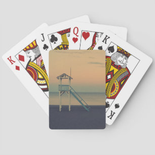Baraja De Cartas Retro Lifeguard Beach Tower Sunset Photo