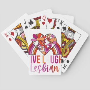 Baraja De Cartas Retro Llorar en vivo Lluvia Lesbiana Arcoiris Flor