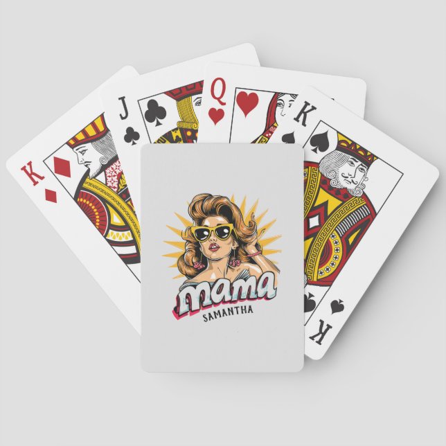 Baraja De Cartas Retro mamá pop Art 1 personalizado (Reverso)