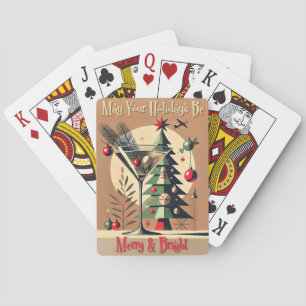 Baraja De Cartas Retro Martini de árbol de Navidad de los 50 Jet Se