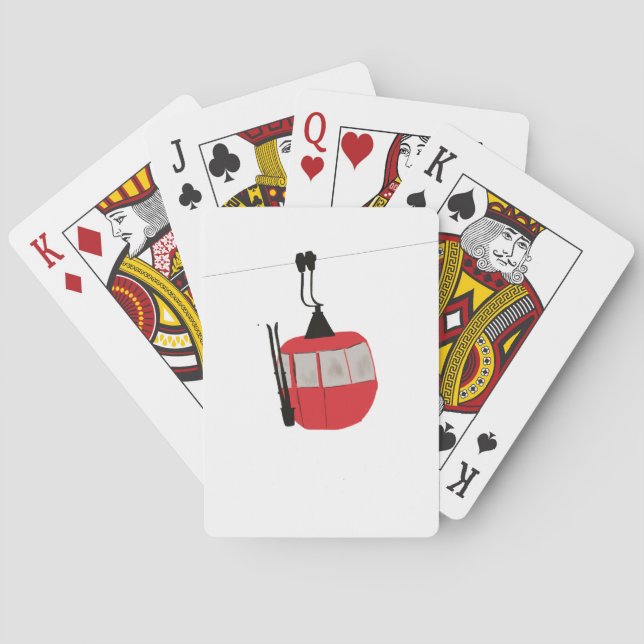 Baraja De Cartas Retro Red Ski Gondola Lift Personalizado (Reverso)
