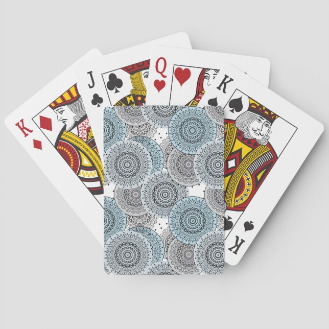 Baraja De Cartas Retro, retro, azul y gris, elegante (Reverso)
