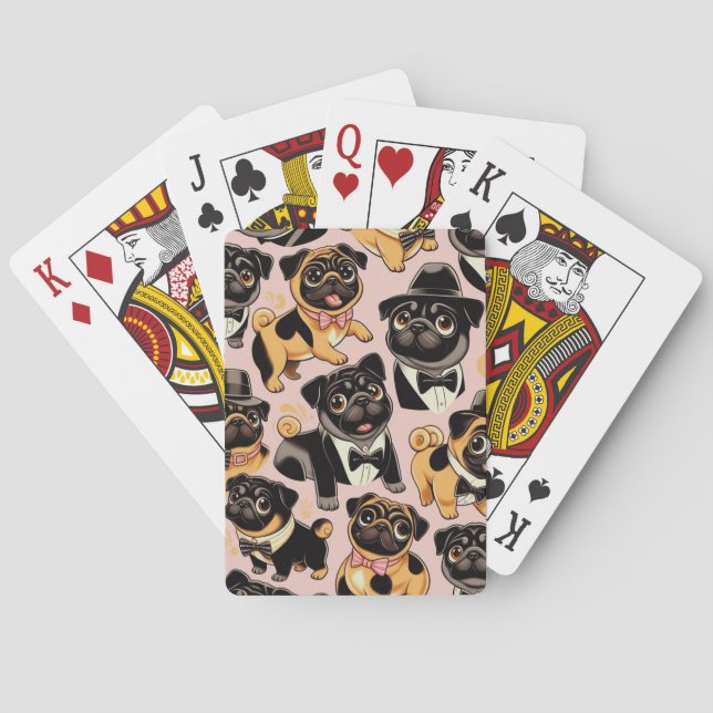 Baraja De Cartas Retro Seamless Cum Pug (Reverso)