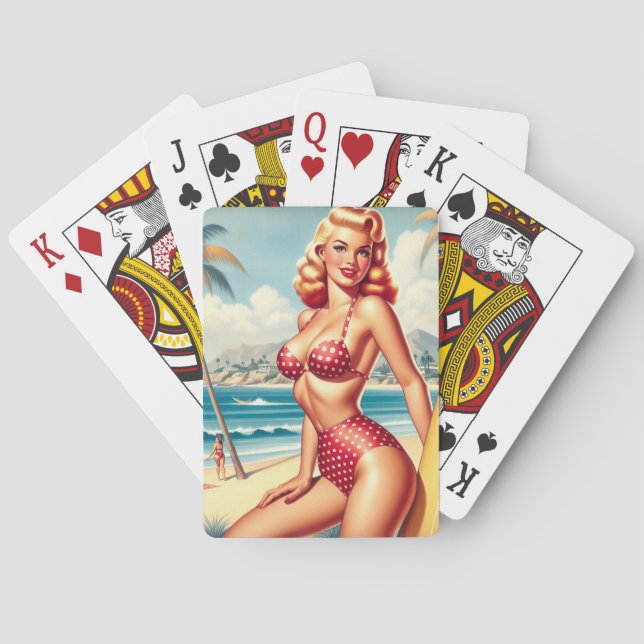 Baraja De Cartas Retro Surf Pin Up (Reverso)