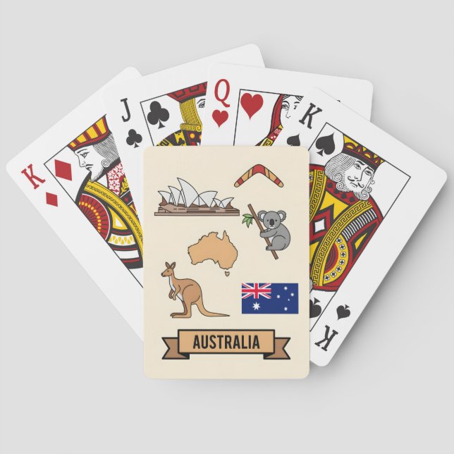 Baraja De Cartas Retro Travel Australia Iconic National Symbols (Reverso)
