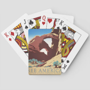 Baraja De Cartas Retro Ver América Western Vaqueros Desierto Arco W