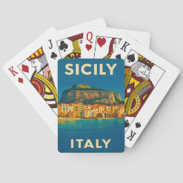 Baraja De Cartas Retro Vintage Travel Sicily Italy Coastal Scenic