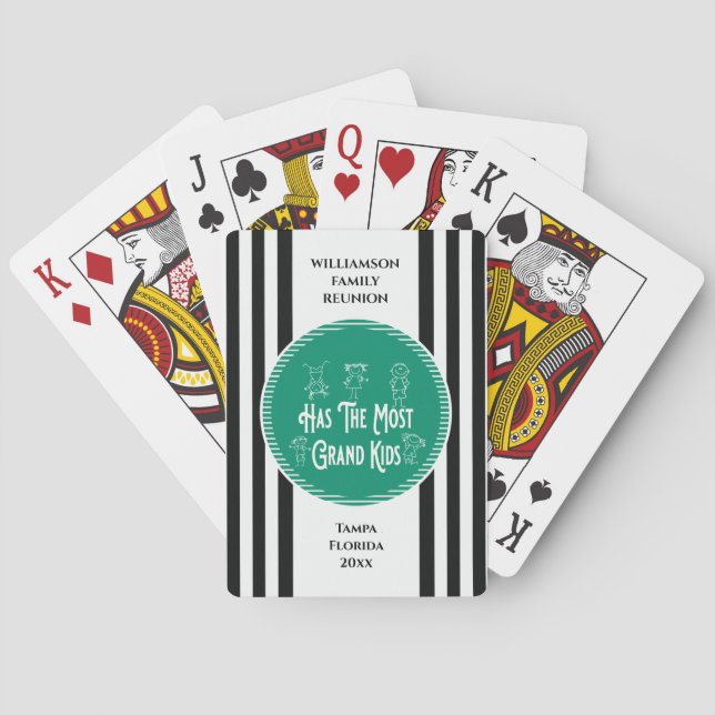Baraja De Cartas Reunión de árbol familiar mayoritario nietos (Reverso)