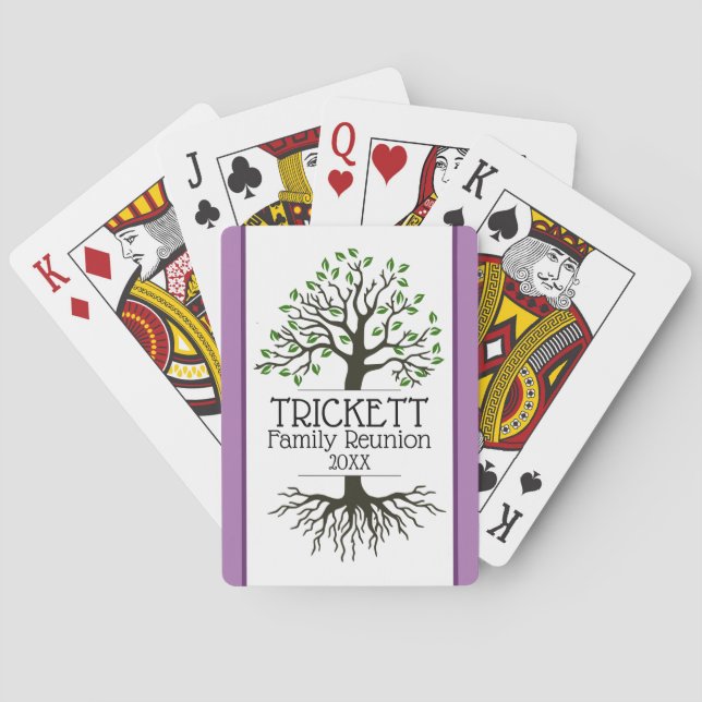 Baraja De Cartas Reunión familiar de árbol de lavanda (Reverso)