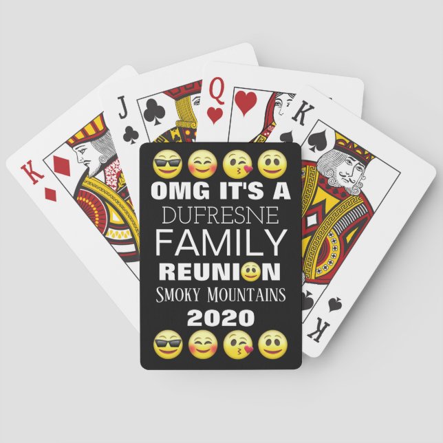 Baraja De Cartas Reunión familiar de Emojis divertidas (Reverso)