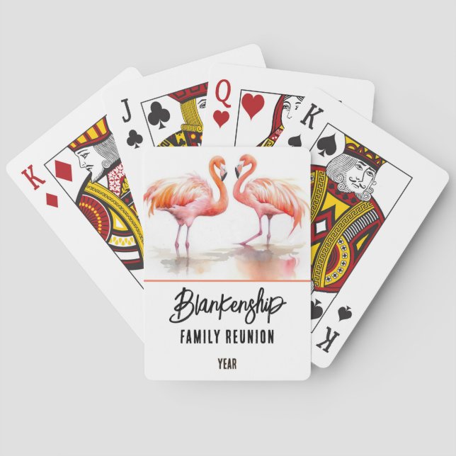 Baraja De Cartas Reunión familiar doble flamenco anual Keepsake (Reverso)