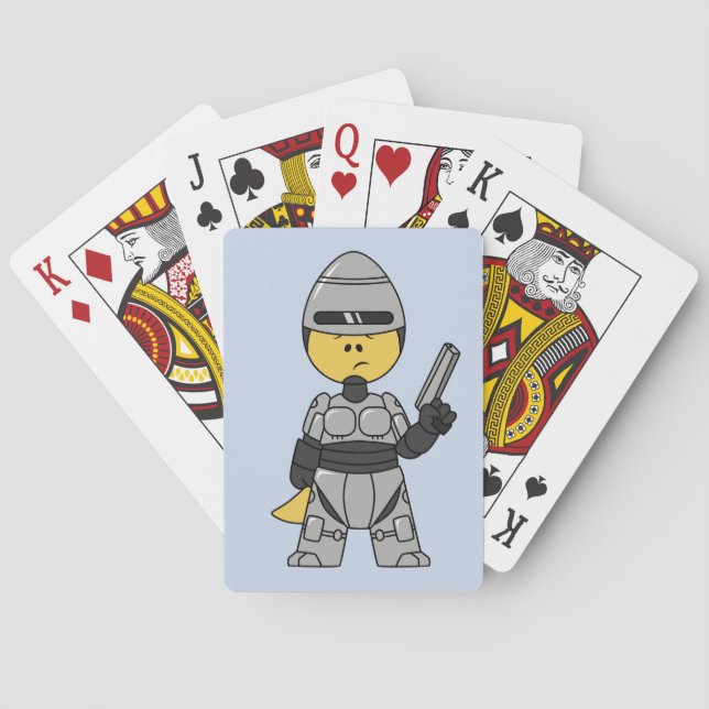 Baraja De Cartas Rex Tirano Vestido Como Robocop. (Reverso)