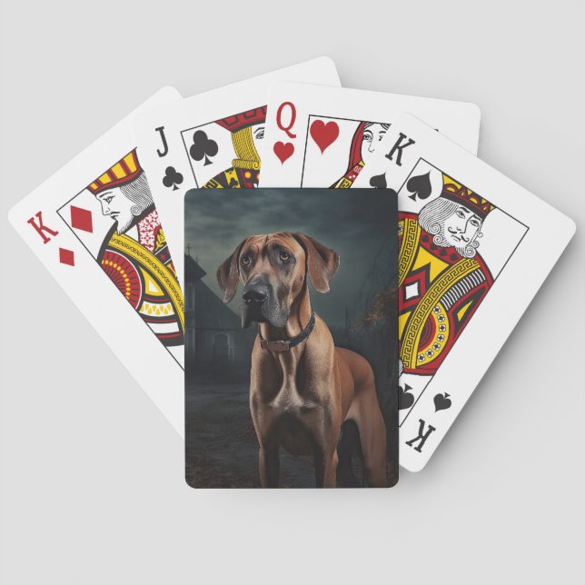 Baraja De Cartas Rhodesian Ridgeback Halloween Espeluznante (Reverso)