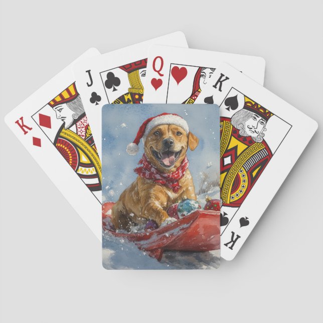 Baraja De Cartas Ridgeback Perro Rhodés en Navidades sedantes (Reverso)