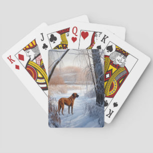 Baraja De Cartas Ridgeback ruso deja que nieve Navidades