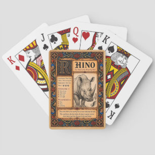 Baraja De Cartas Rinoceronte, Arte de Bestiario Medieval