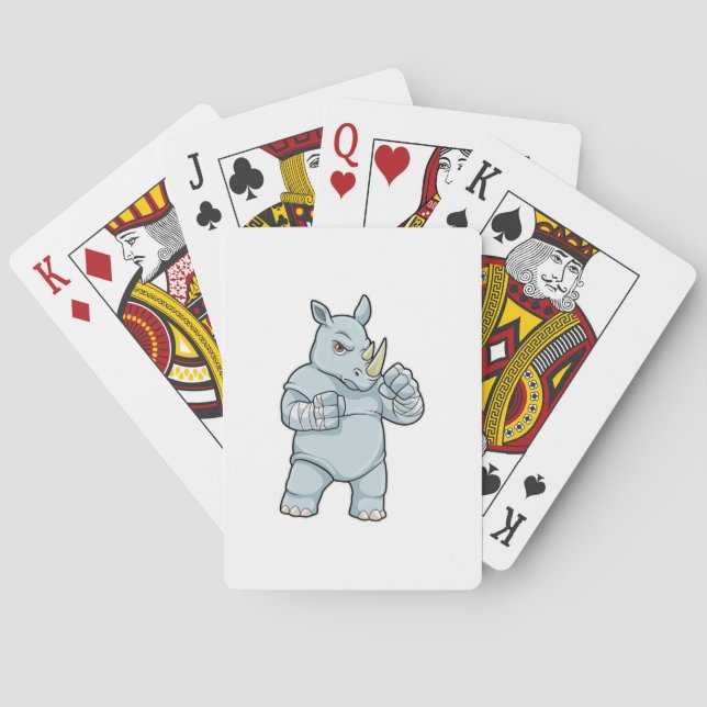 Baraja De Cartas Rinoceronte como boxeador en boxeo (Reverso)