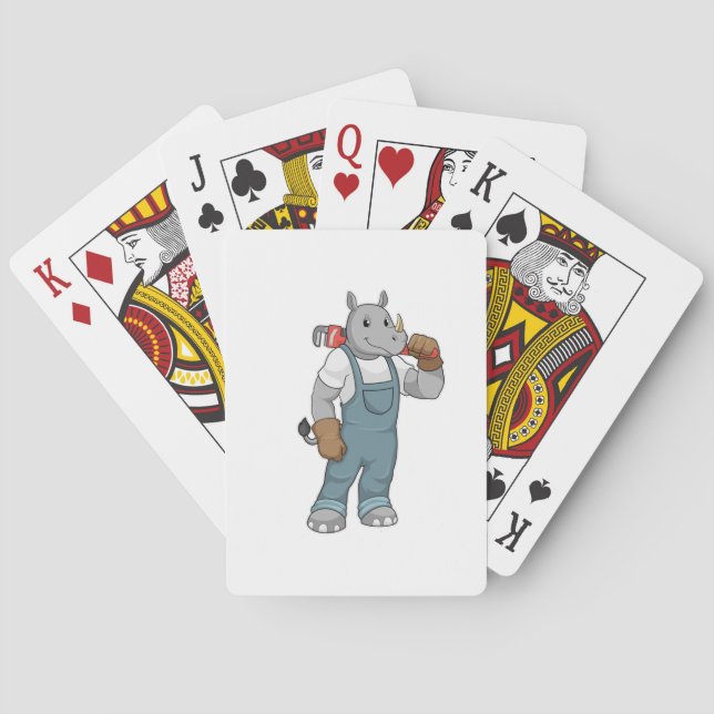 Baraja De Cartas Rinoceronte como Handyman con alicates de bomba de (Reverso)