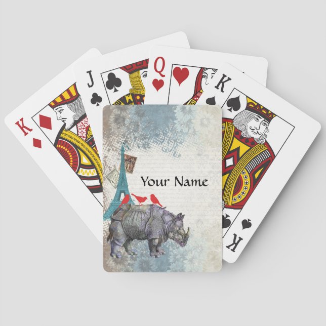 Baraja De Cartas Rinoceronte vintage (Reverso)