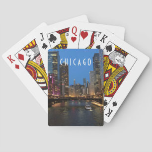 Baraja De Cartas Río Chicago de noche