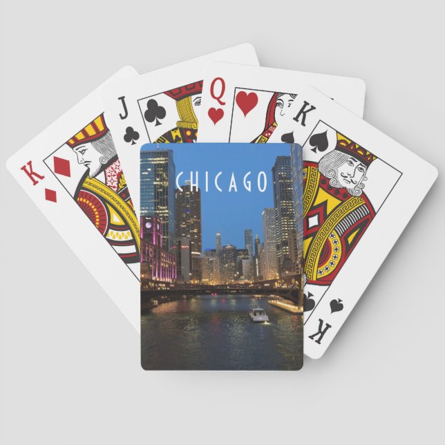 Baraja De Cartas Río Chicago de noche (Reverso)