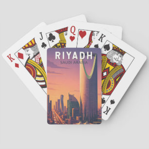 Baraja De Cartas Riyadh Arabia Saudita Ilustración Arte de Viaje Re