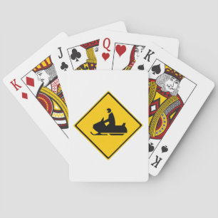 Baraja De Cartas Road Snowmobile Warning Sign Snow Winter