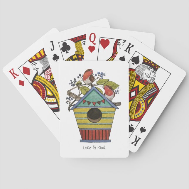 Baraja De Cartas Robins Con Arándanos Y Aves (Reverso)