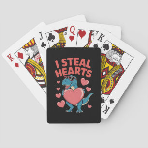 Baraja De Cartas Robo Corazones T Rex Dinosaurio Día de San Valentí