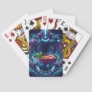 Baraja De Cartas Robot Cyberpunk Futurista Comida Ramen Neon