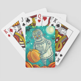 BARAJA DE CARTAS ROBOT PICKING PUMPKINS , HOMBRE MECÁNICO DE HALLOW