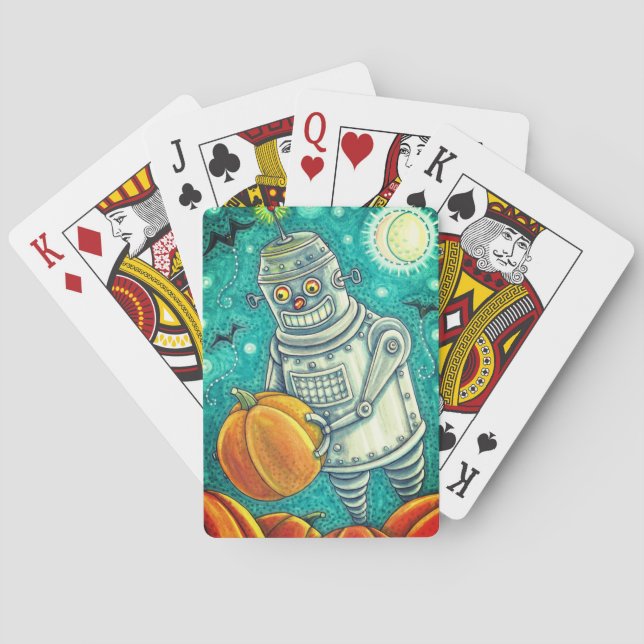 BARAJA DE CARTAS ROBOT PICKING PUMPKINS , HOMBRE MECÁNICO DE HALLOW (Reverso)