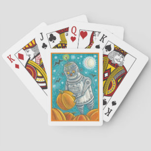 BARAJA DE CARTAS ROBOT PICKING PUMPKINS , HOMBRE MECÁNICO DE HALLOW